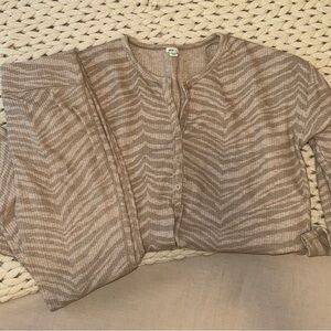 Aerie Brown Striped Pajama Set